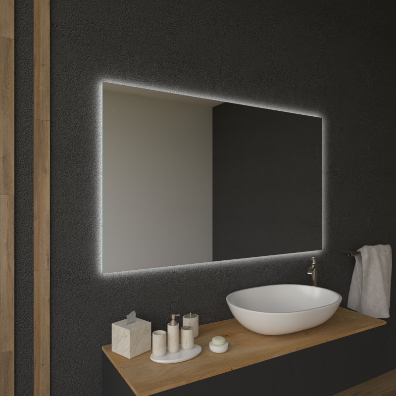 Spiegel mit LED Beleuchtung - Mit Ablage und Rahmen - WoodenFrame