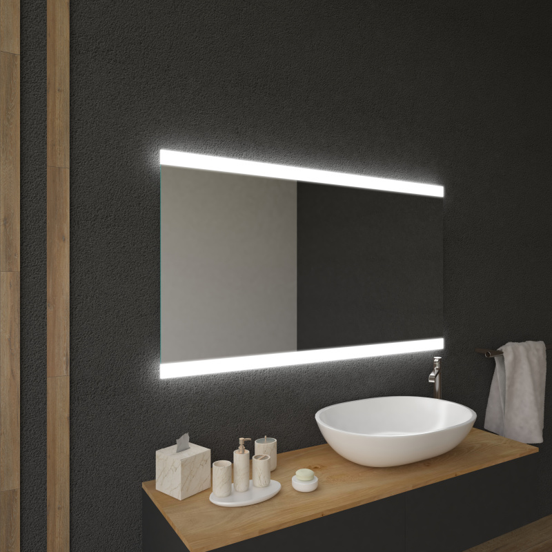 Badspiegel LED Confi mit zwei Lichtstreifen unten & oben