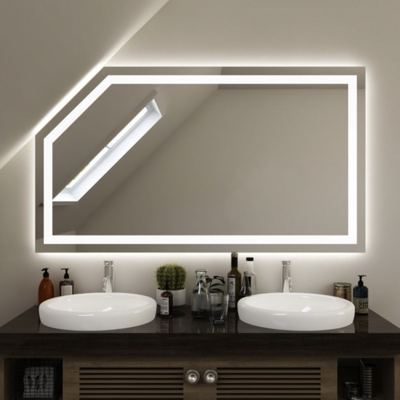 Badspiegel mit LED - Beleuchtung und Uhr nach Maß kaufen